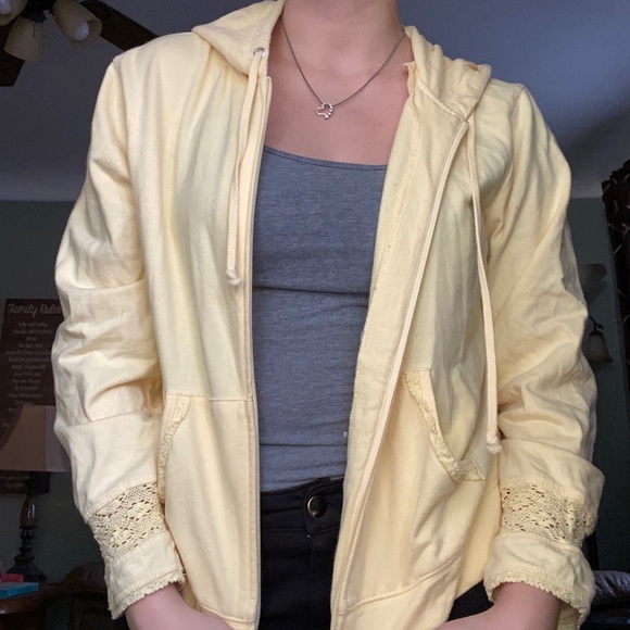Christopher & Banks Tops - Pastel Yellow Zip-up hoodie